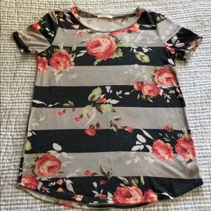 Striped Rose T Shirt